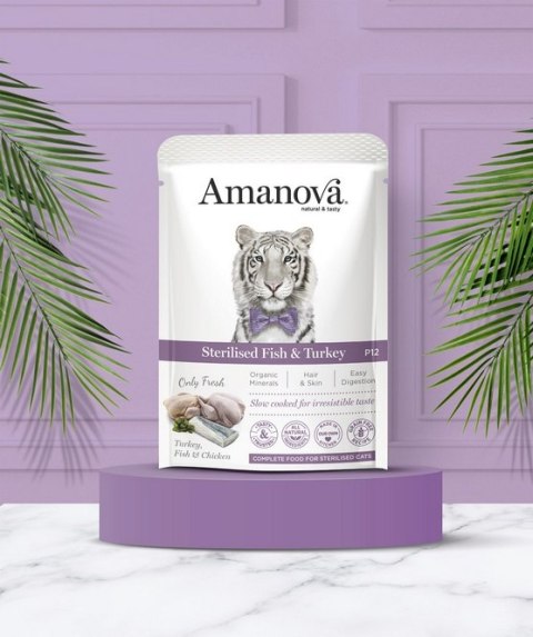 Amanova Cat Sterilised Fish & Turkey - biała ryba i indyk saszetka 85g [P12]