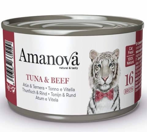 Amanova Cat Tuna & Beef - tuńczyk i wołowina w bulionie puszka 70g [16]