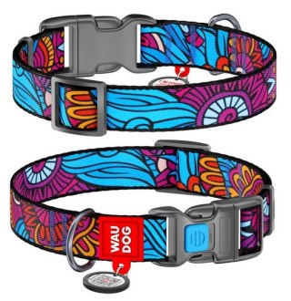 Collar WauDog Nylon Obroża nylonowa z QR-paszportem, plastikowy fastex, wzór LATO, 20mm/28-40cm