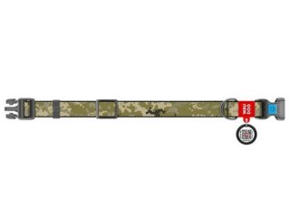 Collar WauDog Nylon Obroża nylonowa z QR-paszportem, plastikowy fastex, wzór MILITARY, S 15mm/25-35cm