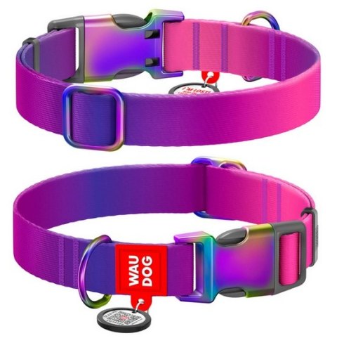 Collar WauDog Recycled Obroża nylonowa z QR-paszportem, gradient L 25mm/33-49cm fioletowy