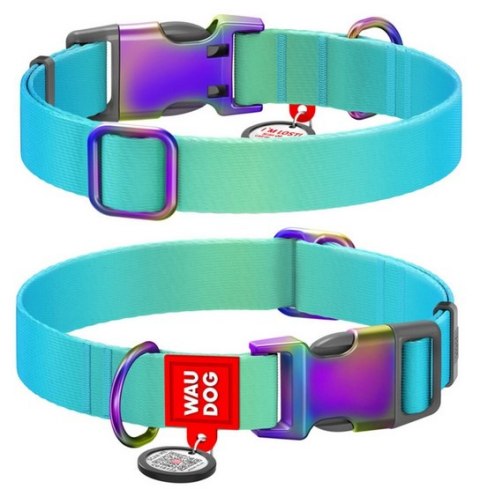 Collar WauDog Recycled Obroża nylonowa z QR-paszportem, gradient S 15mm x 25-35cm niebieski