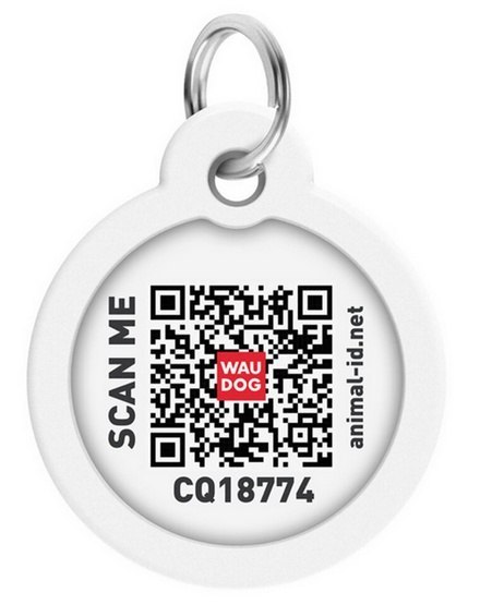Collar WauDog Smart ID Zawieszka z QR-paszportem okrągła 3cm banany na różu