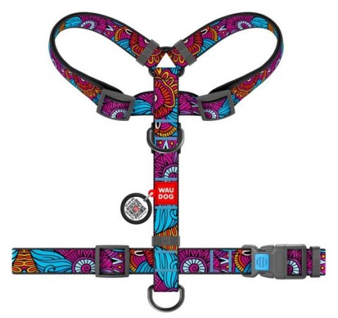 Collar WauDog Nylon Szelki nylonowe anatomiczne w kształcie litery H, z QR-paszportem, plastikowy fastex, wzór LATO, rozmiar S 1