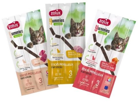 Zolux Yummies Miękki przysmak dla kota - Pałeczki Jagnięcina & Ryż 3x5g